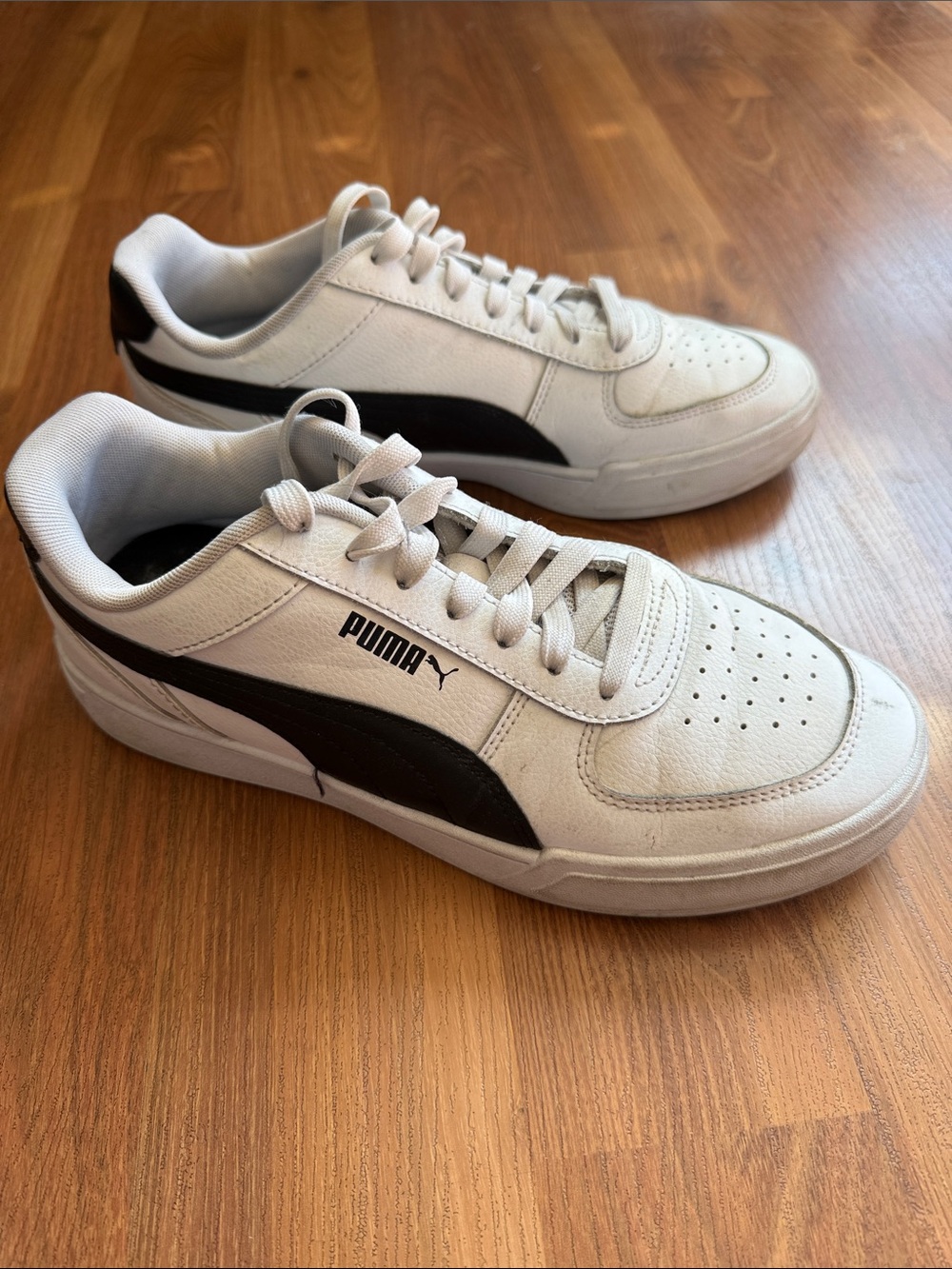 Puma Men’s White and Black Court-Style Sneakers